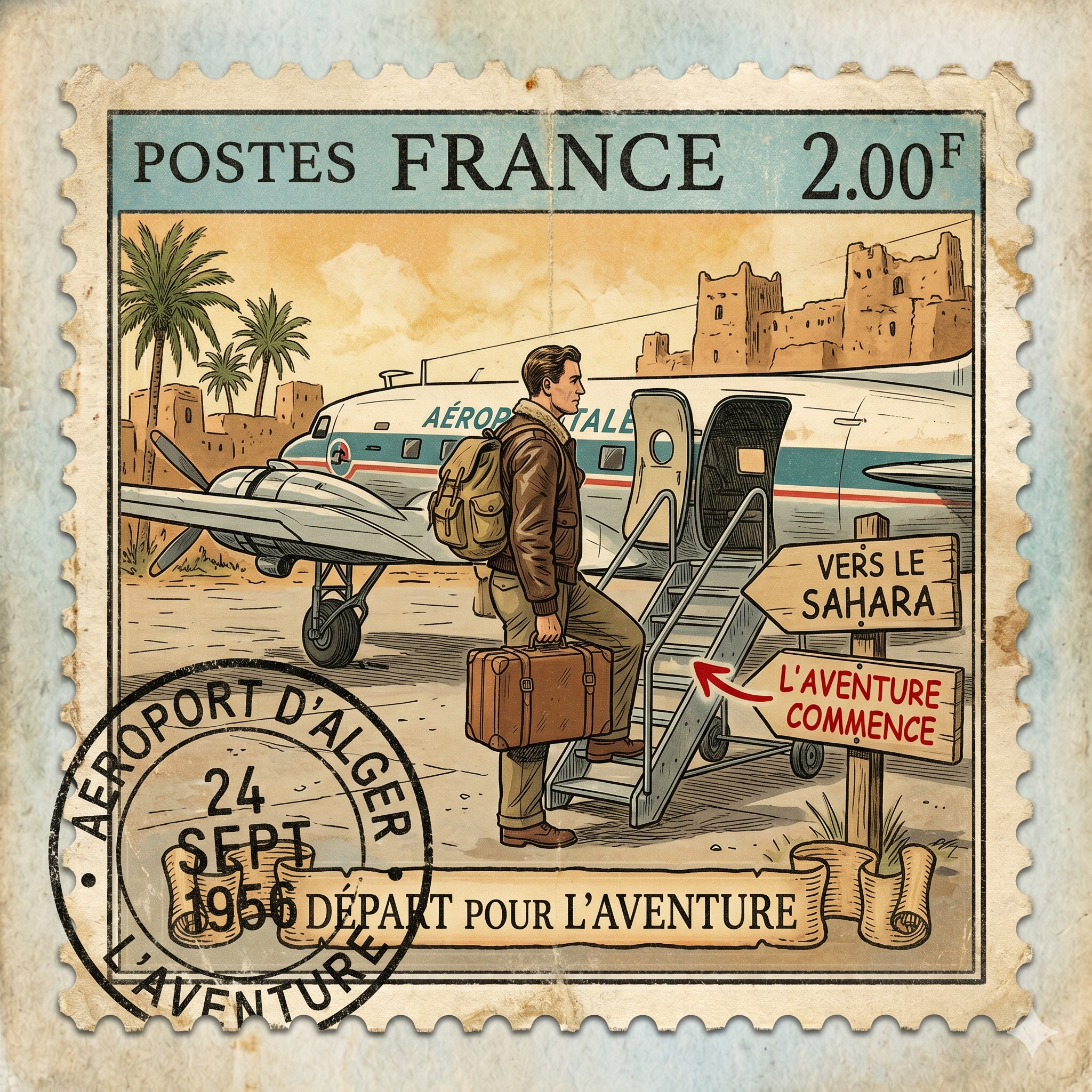 Image of a man boarding a plane for an adventure